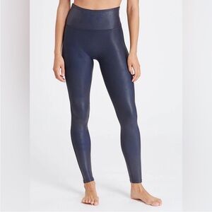 Spanx Blue Faux Leather Leggings Size 1X.